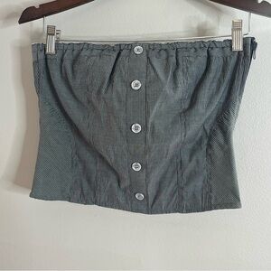 Y2K 18 Centimeters Size Medium Pinstripe Tube Top Button Suit Gangster TTB